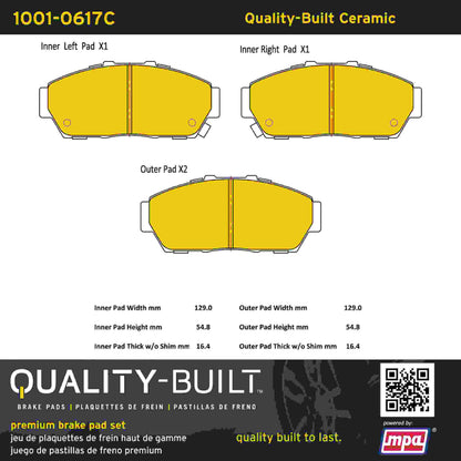Quality-Built Quality-Built Premium Ceramic Brake Pads w/ Hardware 1001-0617C