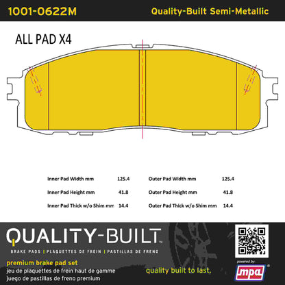 Quality-Built Quality-Built Premium Semi-Metallic Brake Pads 1001-0622M