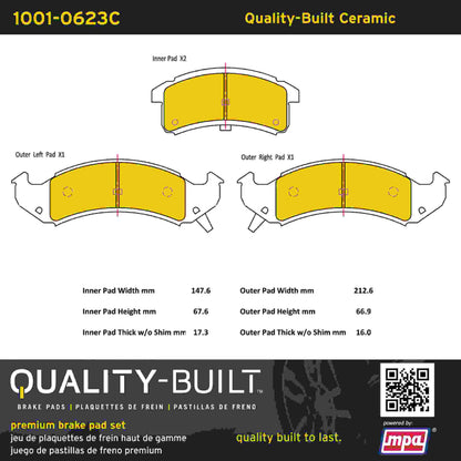 Quality-Built Quality-Built Premium Ceramic Brake Pads w/ Hardware 1001-0623C