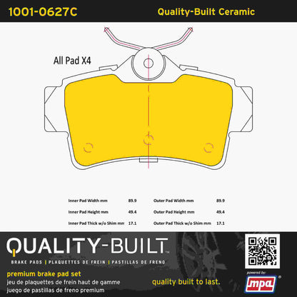 Quality-Built Quality-Built Premium Ceramic Brake Pads w/ Hardware 1001-0627C