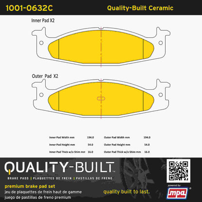 Quality-Built Quality-Built Premium Ceramic Brake Pads w/ Hardware 1001-0632C