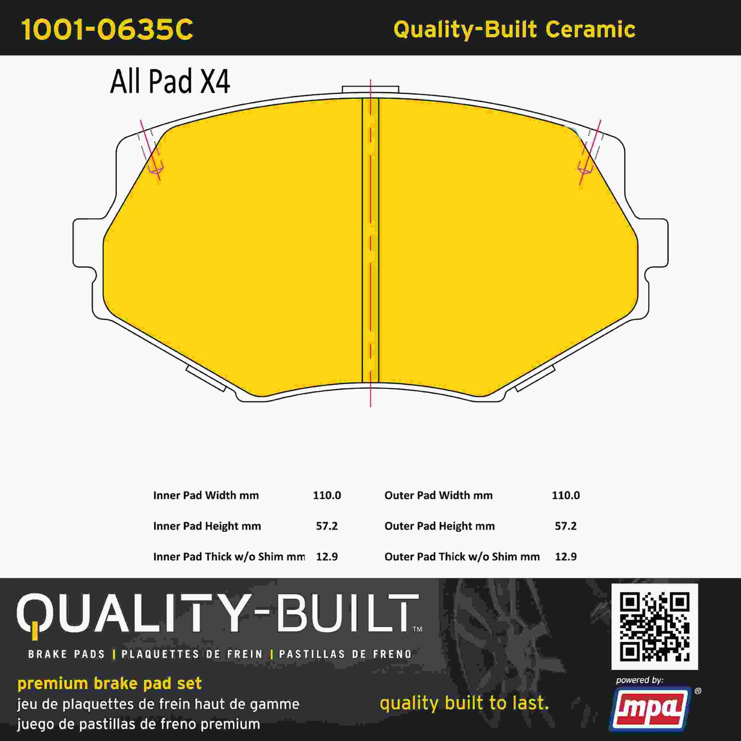Quality-Built Quality-Built Premium Ceramic Brake Pads w/ Hardware 1001-0635C