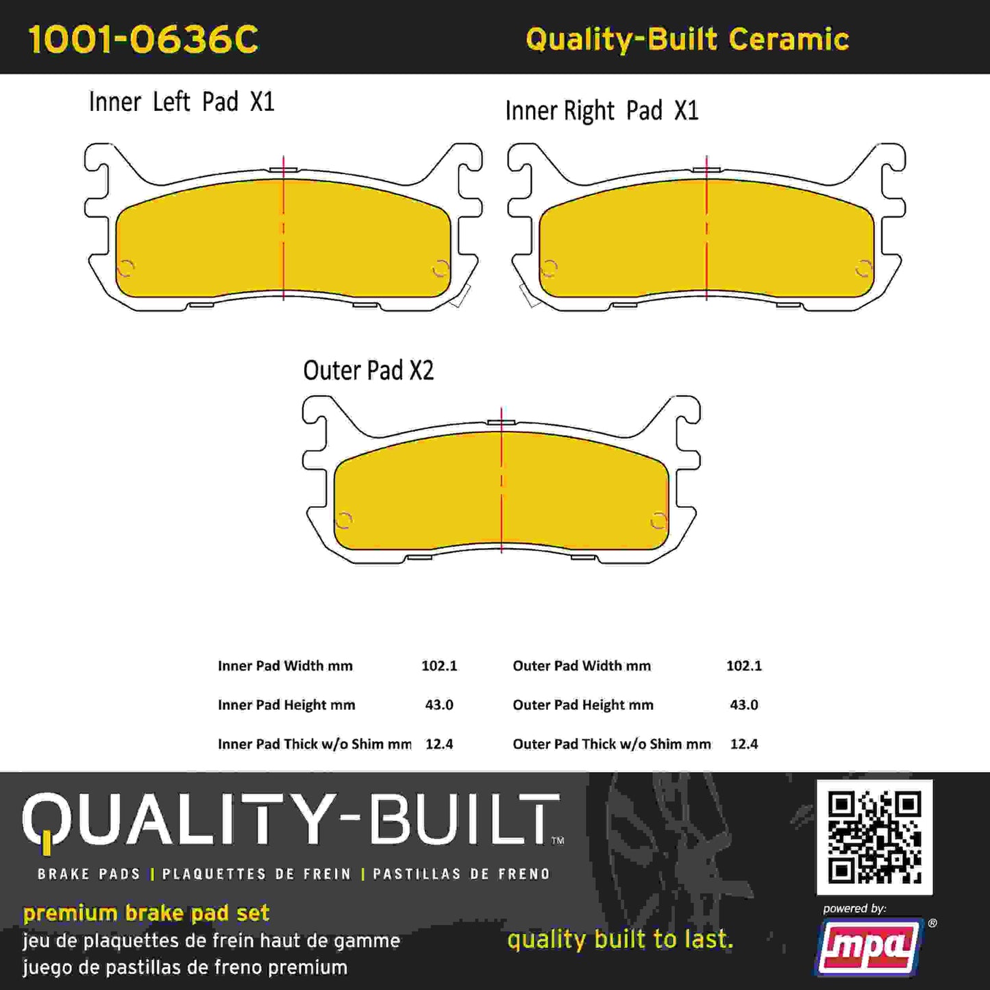 Quality-Built Quality-Built Premium Ceramic Brake Pads w/ Hardware 1001-0636C