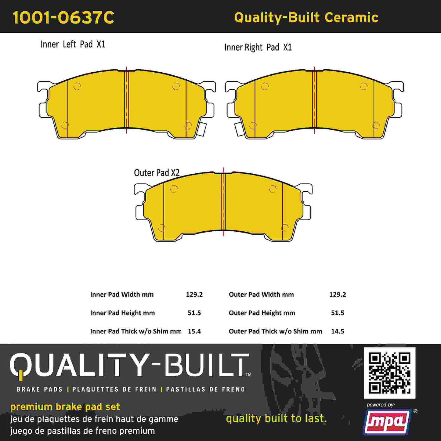 Quality-Built Quality-Built Premium Ceramic Brake Pads w/ Hardware 1001-0637C