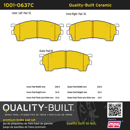 Quality-Built Quality-Built Premium Ceramic Brake Pads w/ Hardware 1001-0637C