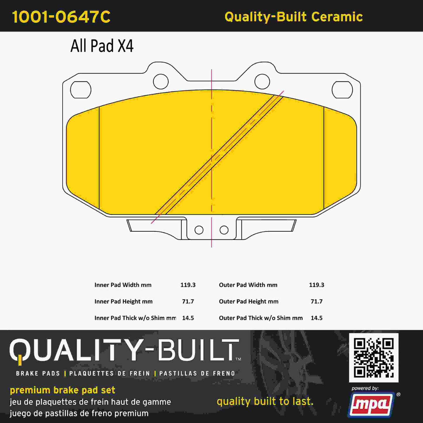 Quality-Built Quality-Built Premium Ceramic Brake Pads w/ Hardware 1001-0647C