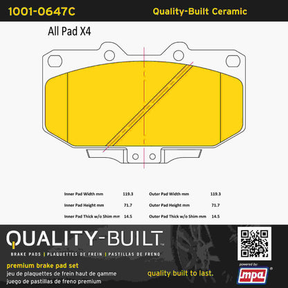 Quality-Built Quality-Built Premium Ceramic Brake Pads w/ Hardware 1001-0647C