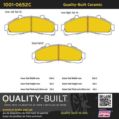Quality-Built Quality-Built Premium Ceramic Brake Pads w/ Hardware 1001-0652C