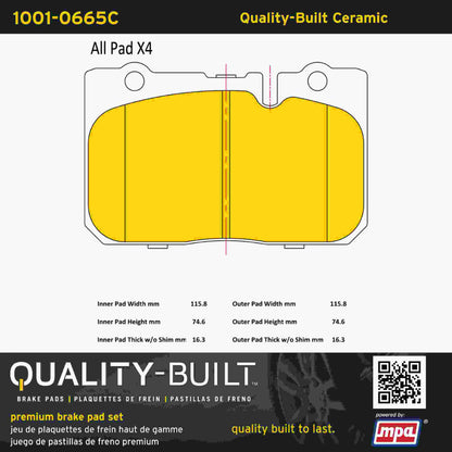 Quality-Built Quality-Built Premium Ceramic Brake Pads w/ Hardware 1001-0665C