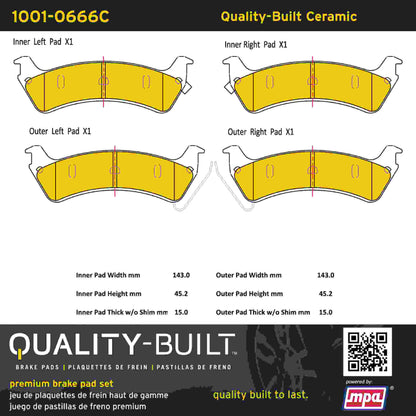 Quality-Built Quality-Built Premium Ceramic Brake Pads w/ Hardware 1001-0666C