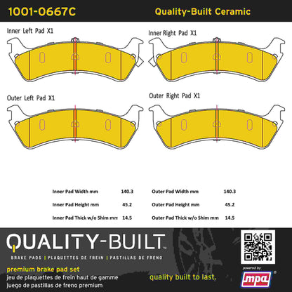 Quality-Built Quality-Built Premium Ceramic Brake Pads w/ Hardware 1001-0667C