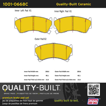 Quality-Built Quality-Built Premium Ceramic Brake Pads w/ Hardware 1001-0668C