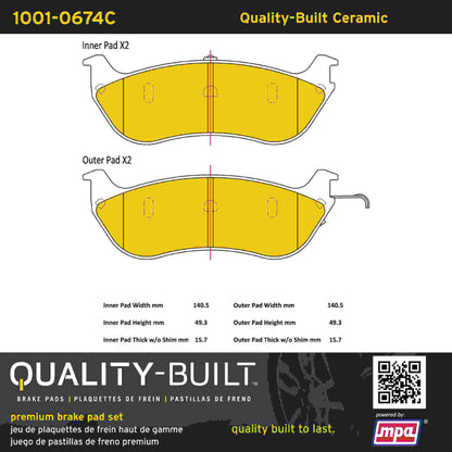 Quality-Built Quality-Built Premium Ceramic Brake Pads w/ Hardware 1001-0674C
