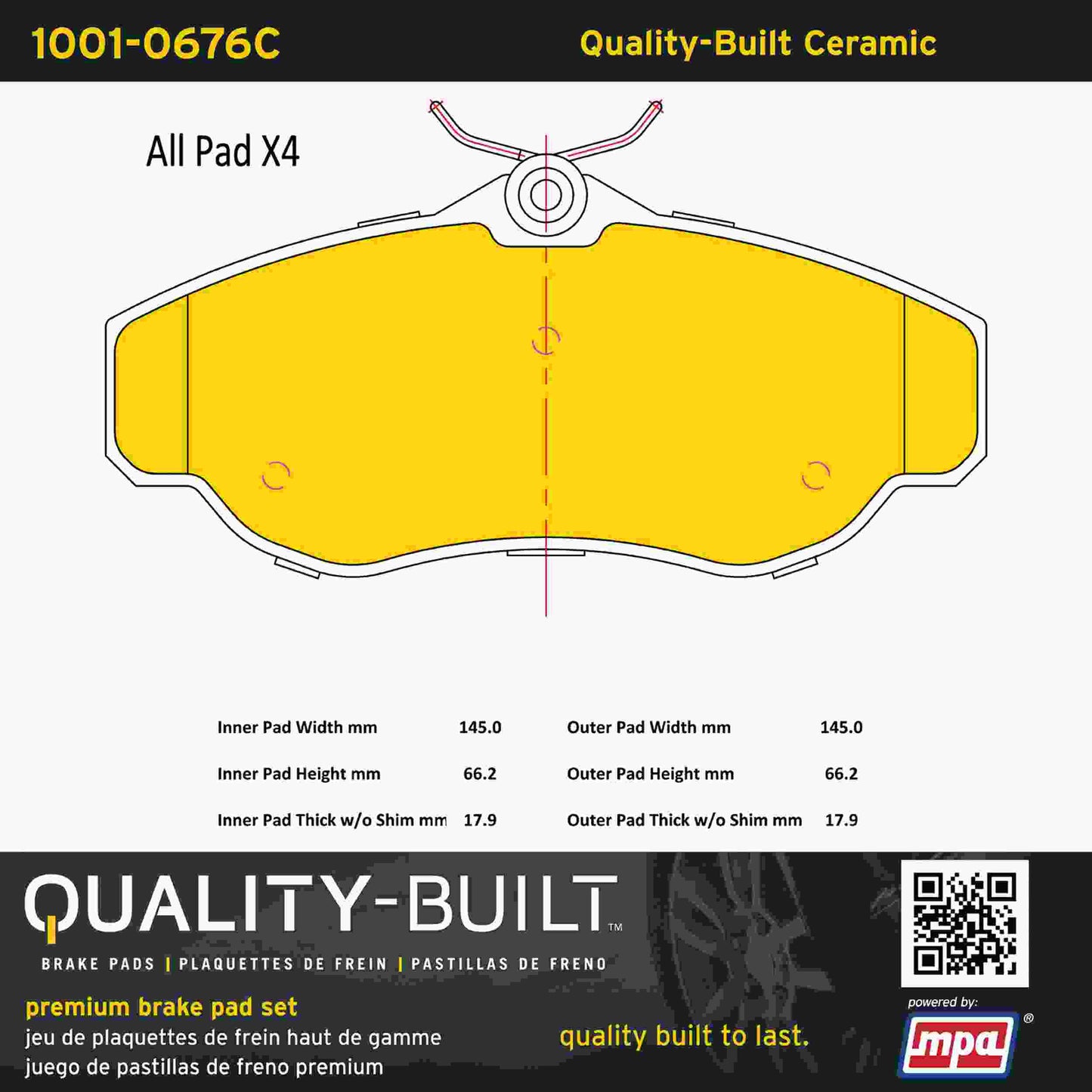 Quality-Built Quality-Built Premium Ceramic Brake Pads w/ Hardware 1001-0676C