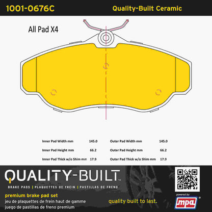 Quality-Built Quality-Built Premium Ceramic Brake Pads w/ Hardware 1001-0676C