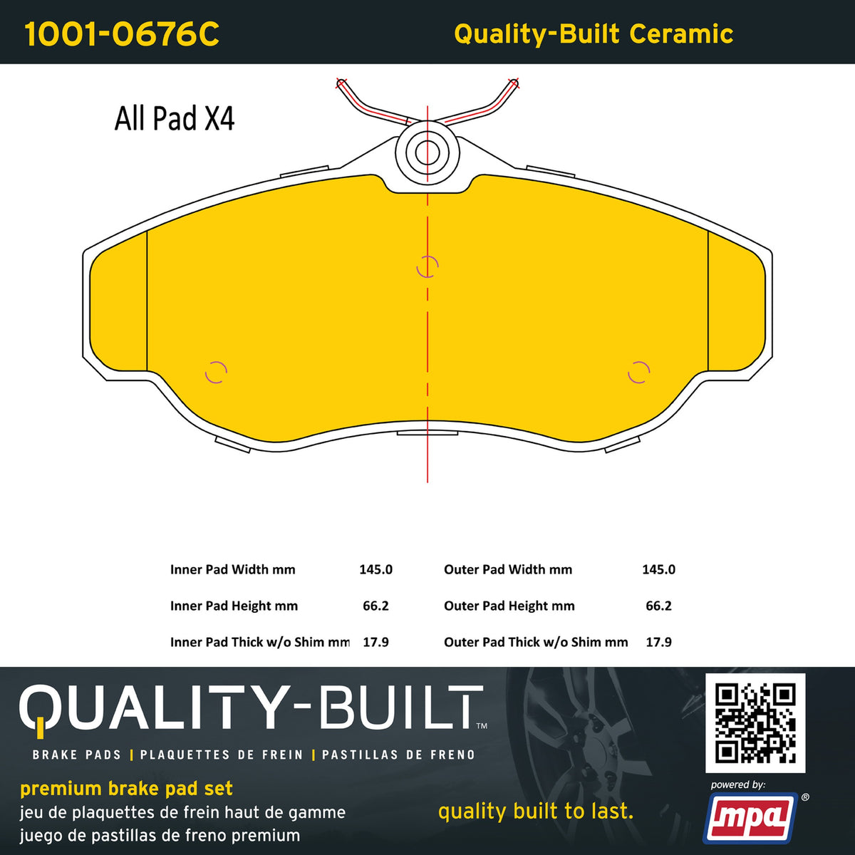 Quality-Built Quality-Built Premium Ceramic Brake Pads w/ Hardware 1001-0676C