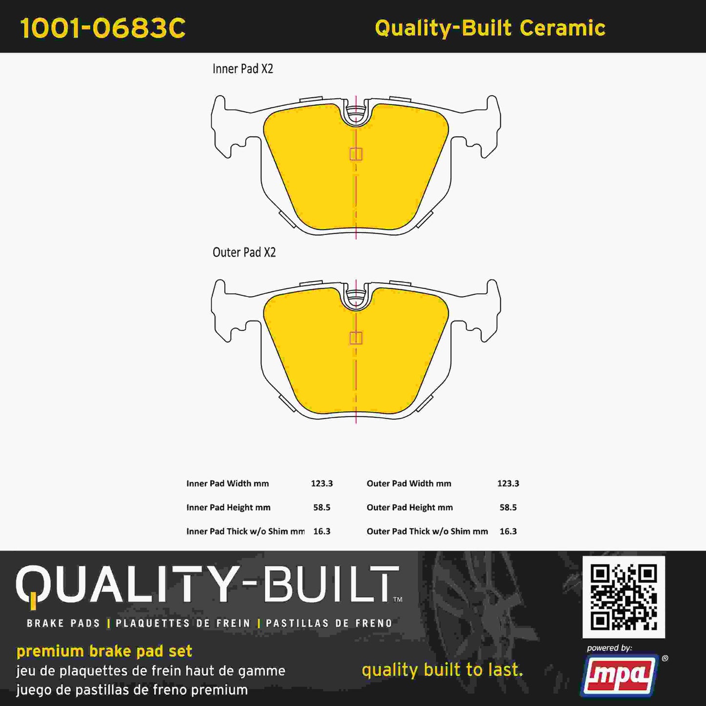 Quality-Built Quality-Built Premium Ceramic Brake Pads w/ Hardware 1001-0683C