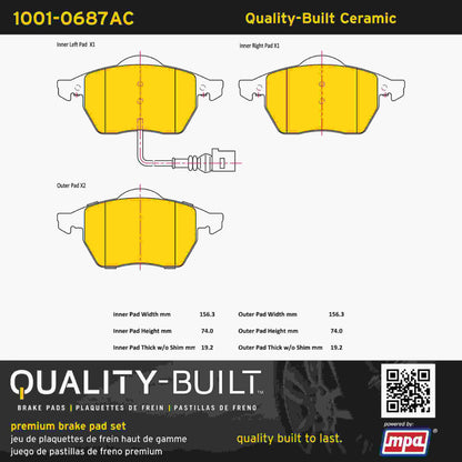 Quality-Built Quality-Built Premium Ceramic Brake Pads w/ Hardware 1001-0687AC