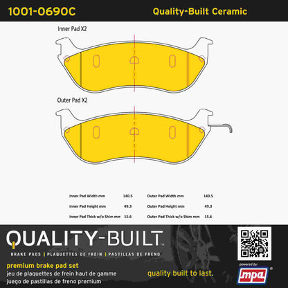 Quality-Built Quality-Built Premium Ceramic Brake Pads w/ Hardware 1001-0690C