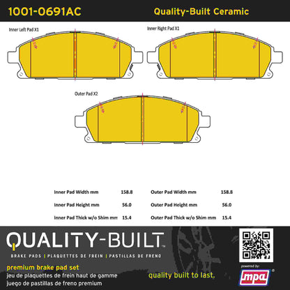 Quality-Built Quality-Built Premium Ceramic Brake Pads w/ Hardware 1001-0691AC