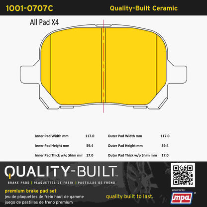 Quality-Built Quality-Built Premium Ceramic Brake Pads w/ Hardware 1001-0707C