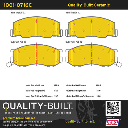 Quality-Built Quality-Built Premium Ceramic Brake Pads w/ Hardware 1001-0716C