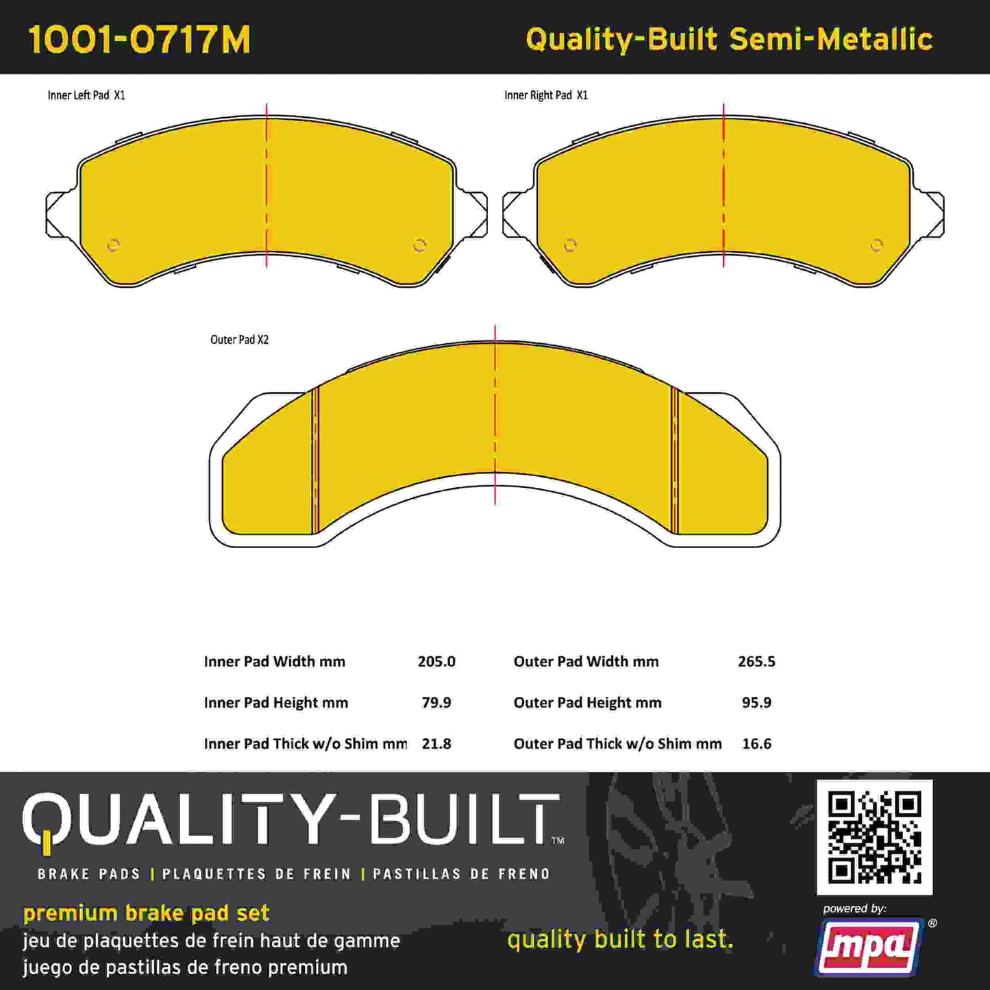 Quality-Built Quality-Built Premium Semi-Metallic Brake Pads 1001-0717M
