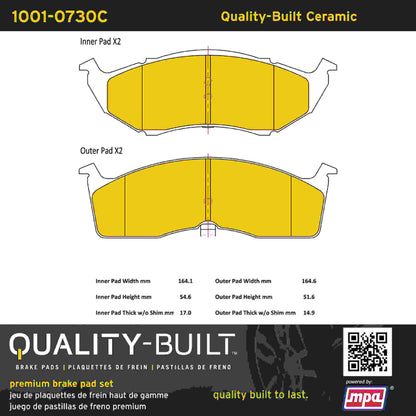 Quality-Built Quality-Built Premium Ceramic Brake Pads w/ Hardware 1001-0730C