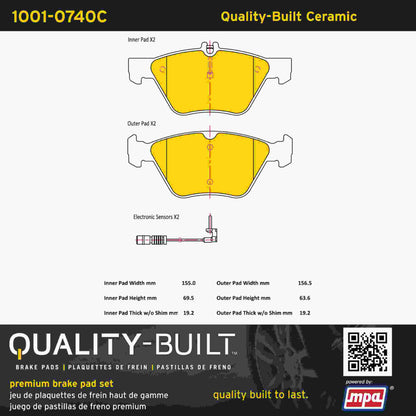 Quality-Built Quality-Built Premium Ceramic Brake Pads w/ Hardware 1001-0740C