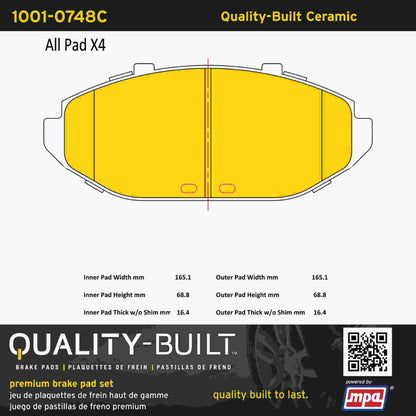 Quality-Built Quality-Built Premium Ceramic Brake Pads w/ Hardware 1001-0748C