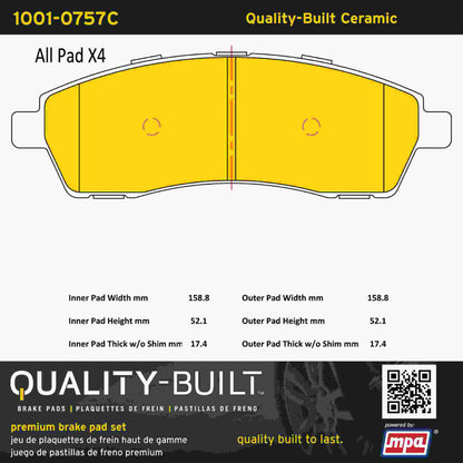 Quality-Built Quality-Built Premium Ceramic Brake Pads w/ Hardware 1001-0757C