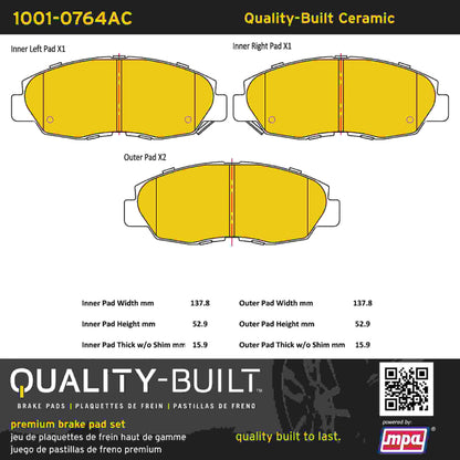 Quality-Built Quality-Built Premium Ceramic Brake Pads w/ Hardware 1001-0764AC