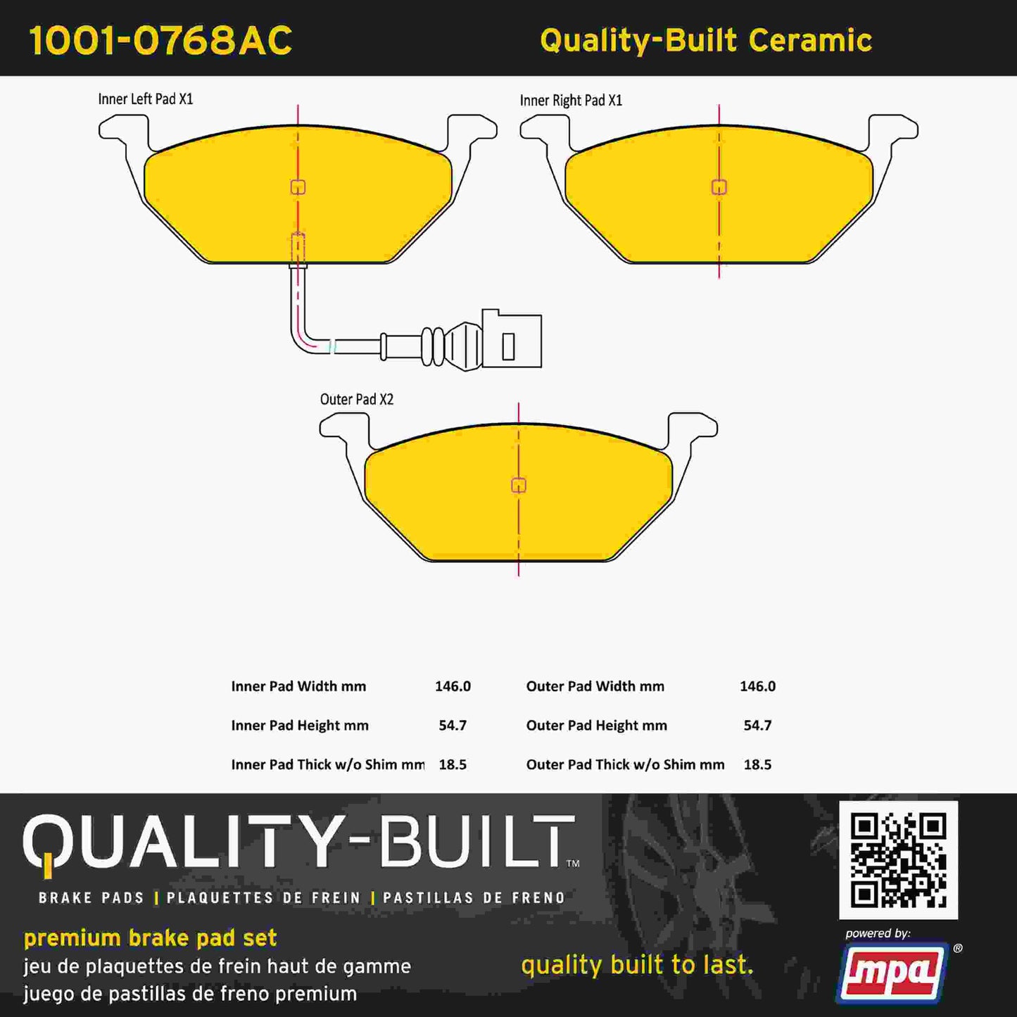 Quality-Built Quality-Built Premium Ceramic Brake Pads w/ Hardware 1001-0768AC