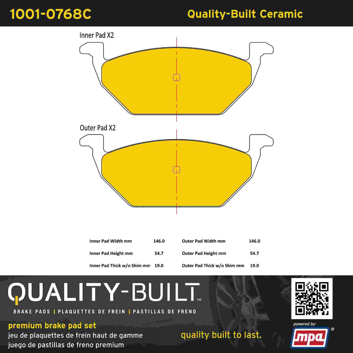 Quality-Built Quality-Built Premium Ceramic Brake Pads w/ Hardware 1001-0768C