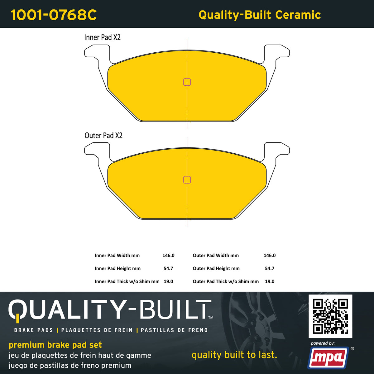 Quality-Built Quality-Built Premium Ceramic Brake Pads w/ Hardware 1001-0768C
