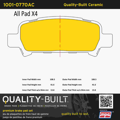 Quality-Built Quality-Built Premium Ceramic Brake Pads w/ Hardware 1001-0770AC