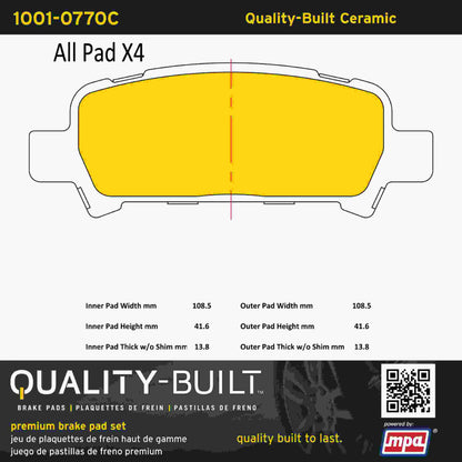 Quality-Built Quality-Built Premium Ceramic Brake Pads w/ Hardware 1001-0770C