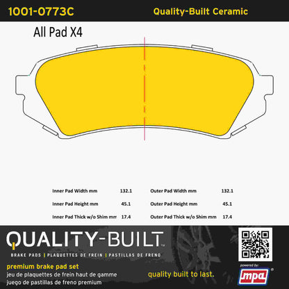 Quality-Built Quality-Built Premium Ceramic Brake Pads w/ Hardware 1001-0773C