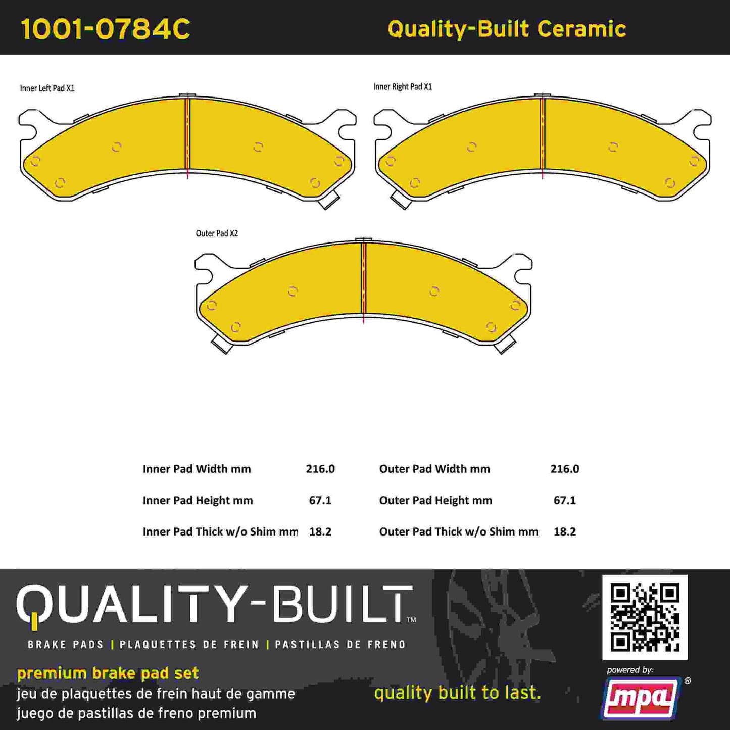 Quality-Built Quality-Built Premium Ceramic Brake Pads w/ Hardware 1001-0784C
