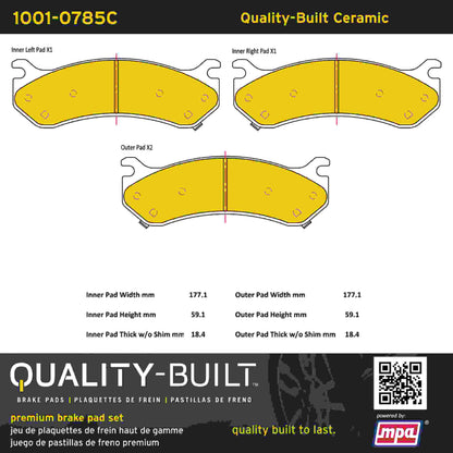 Quality-Built Quality-Built Premium Ceramic Brake Pads w/ Hardware 1001-0785C