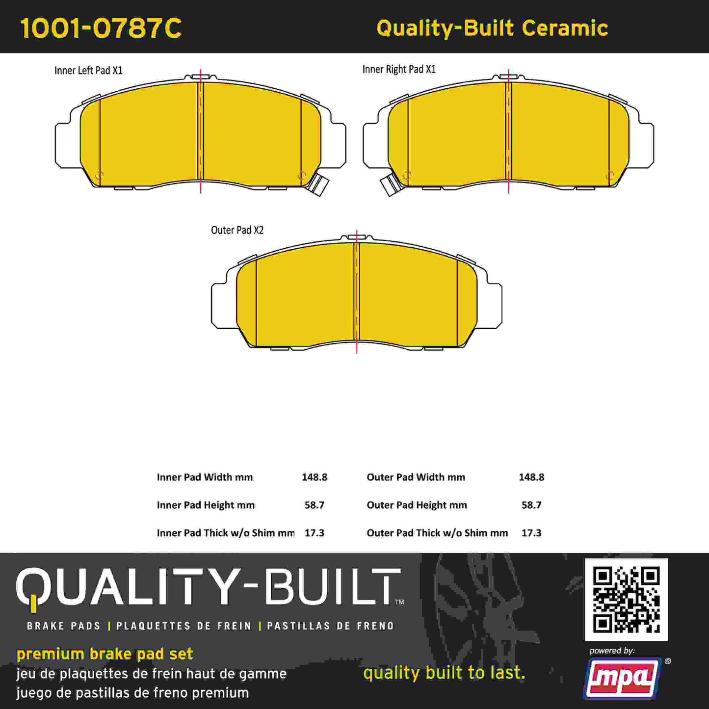 Quality-Built Quality-Built Premium Ceramic Brake Pads w/ Hardware 1001-0787C