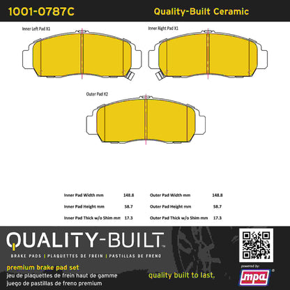 Quality-Built Quality-Built Premium Ceramic Brake Pads w/ Hardware 1001-0787C