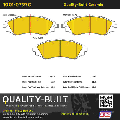 Quality-Built Quality-Built Premium Ceramic Brake Pads w/ Hardware 1001-0797C