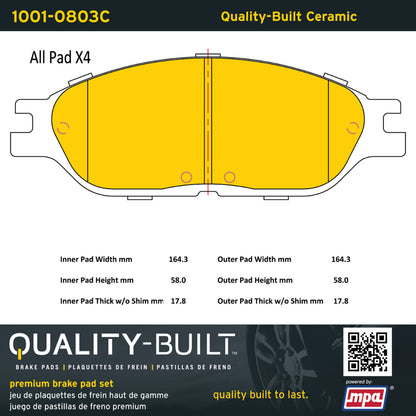 Quality-Built Quality-Built Premium Ceramic Brake Pads w/ Hardware 1001-0803C