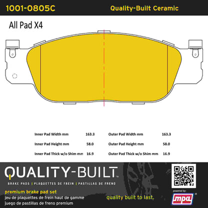 Quality-Built Quality-Built Premium Ceramic Brake Pads w/ Hardware 1001-0805C