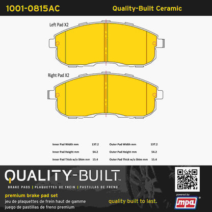 Quality-Built Quality-Built Premium Ceramic Brake Pads w/ Hardware 1001-0815AC