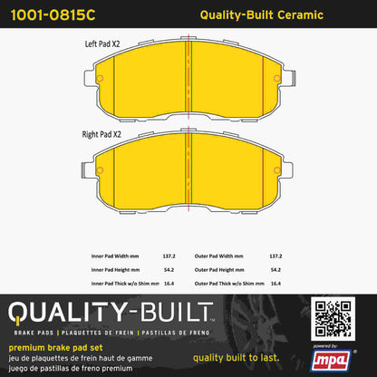Quality-Built Quality-Built Premium Ceramic Brake Pads w/ Hardware 1001-0815C