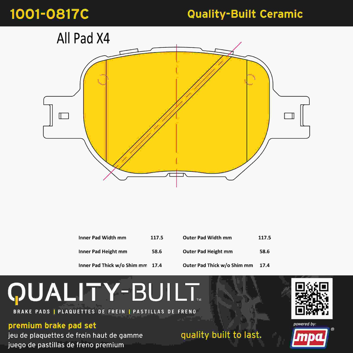 Quality-Built Quality-Built Premium Ceramic Brake Pads w/ Hardware 1001-0817C