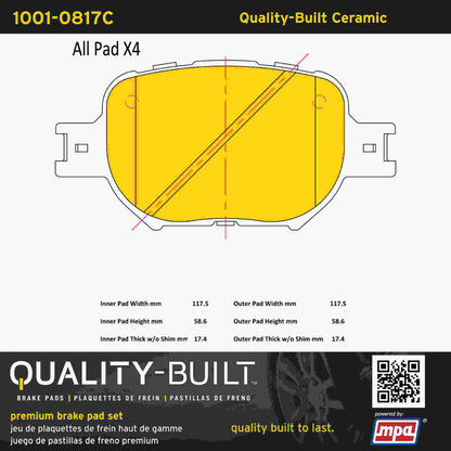 Quality-Built Quality-Built Premium Ceramic Brake Pads w/ Hardware 1001-0817C