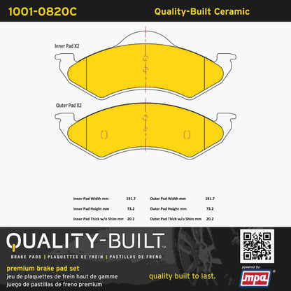 Quality-Built Quality-Built Premium Ceramic Brake Pads w/ Hardware 1001-0820C
